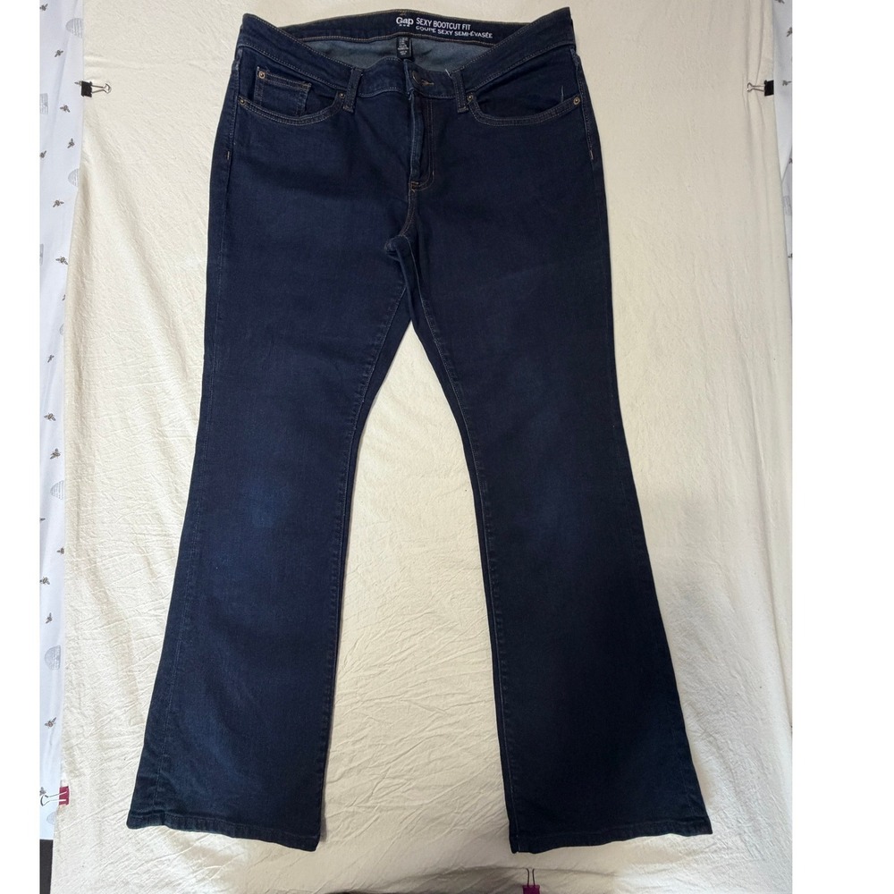 Gap Sexy Bootcut Fit Dark Wash Blue Denim Jeans Womens Size 12/31S Mid Rise